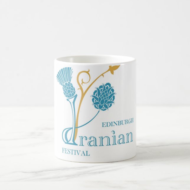 Iranische Festival-Tasse Edinburghs - Logo-Weiß Kaffeetasse (Mittel)