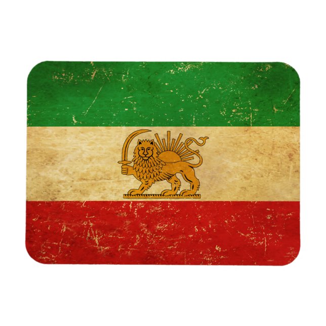 Iranische Flagge - Löwe und Sonnenschein - Flagge  Magnet (Horizontal)