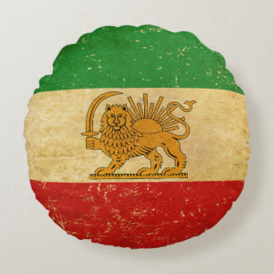 Iranische Flagge - Löwe und Sonnenschein - Flagge  Rundes Kissen