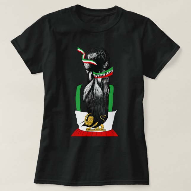 Iranische Flagge Weibliche Haare Unterstützung Fra T-Shirt (Design vorne)