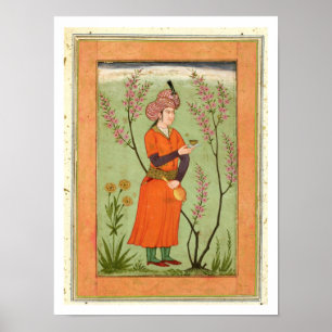 Iranische fürstliche Zahl, die eine Schale und Poster