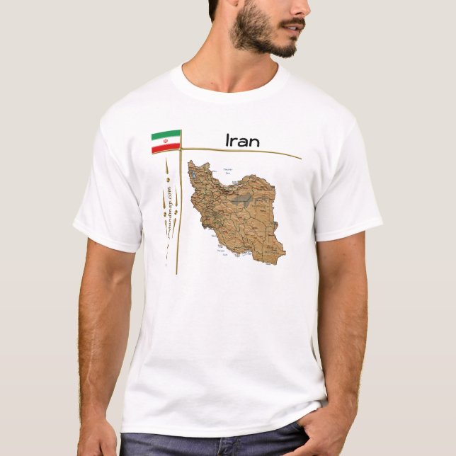 Iranische Karte + Flagge + T - Shirt (Vorderseite)