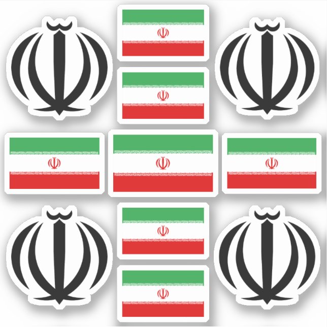 Iranische Staatssymbole/Embleme und Flagge Aufkleber (Vorderseite)