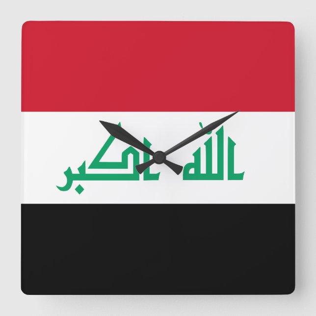 Iraq Flag Quadratische Wanduhr (Vorderseite)
