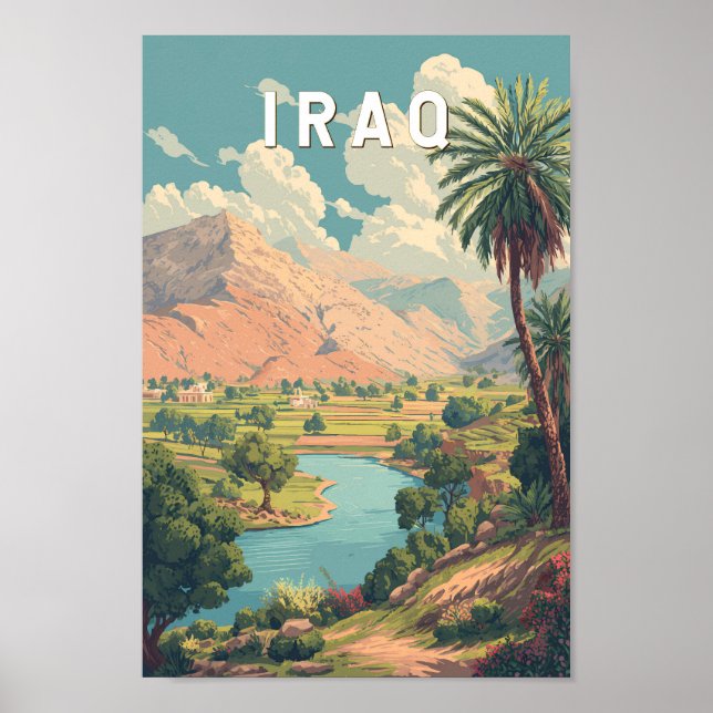 Iraq Illustration Travel Art Vintage Poster (Vorne)