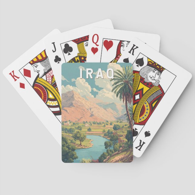 Iraq Illustration Travel Art Vintage Spielkarten (Rückseite)