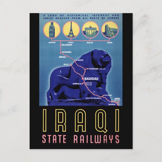 Iraq Vintage Travel Poster - Wiederherstellung Postkarte (Vorderseite)