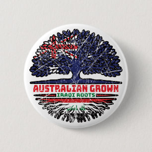 Iraqi Australian Australia Tree Roots Flag Button