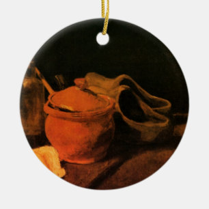 Irdenware, Flasche und Holzschuhe von Vincent van  Keramikornament