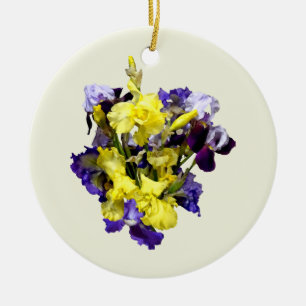 Ire Yellow und Lila Keramik Ornament