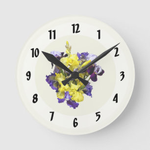 Ire Yellow und Lila Runde Wanduhr