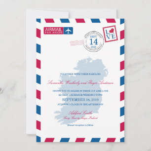 IRELAND Airmail Wedding Einladung