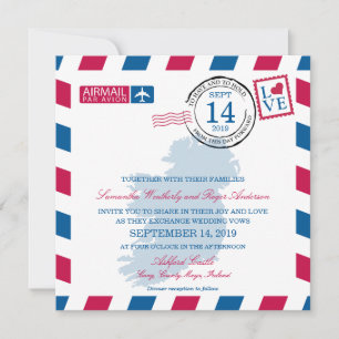 IRELAND Airmail Wedding Einladung