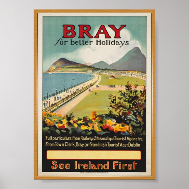 Ireland Bray Wicklow Vintage Travel Poster (Vorne)