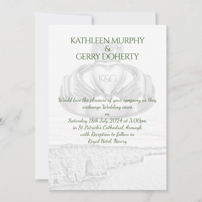 Ireland Cliffs of Moher & Irish Claddagh Ring Invi Einladung (Vorderseite)