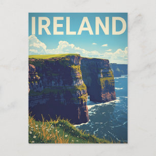 Ireland Cliffs of Moher Vintage Travel Postkarte