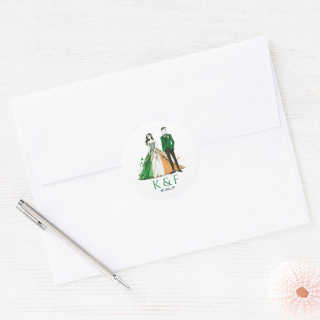 Ireland Couple Wedding Runder Aufkleber (Umschlag)