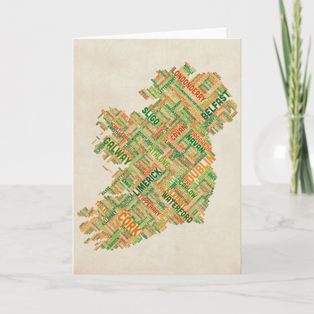 Ireland Eire City Text Map Karte (Vorderseite)