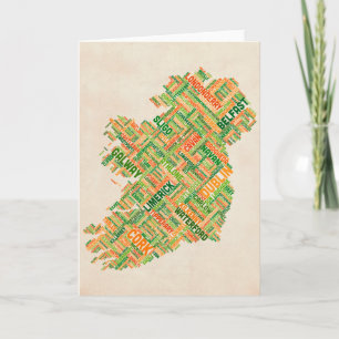 Ireland Eire City Text Map Karte