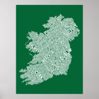 Ireland Eire City Text map