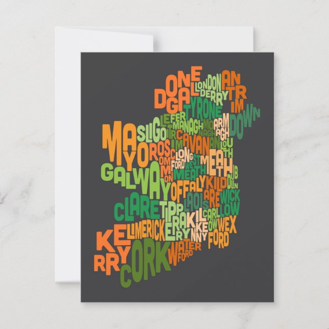 Ireland Eire Landkreis Text Karte (Vorderseite)