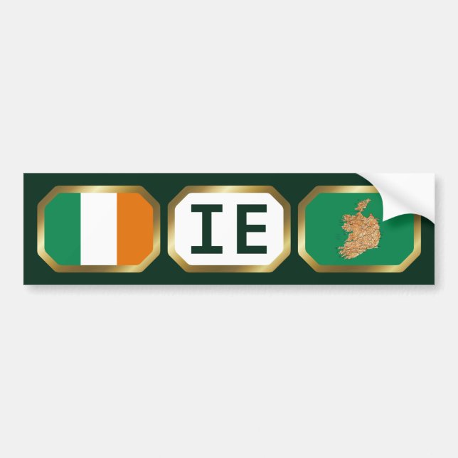 Ireland Flag Map Code Autoaufkleber (Vorne)
