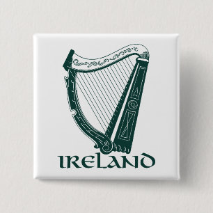 Ireland Harp Design, Irish Harp Button