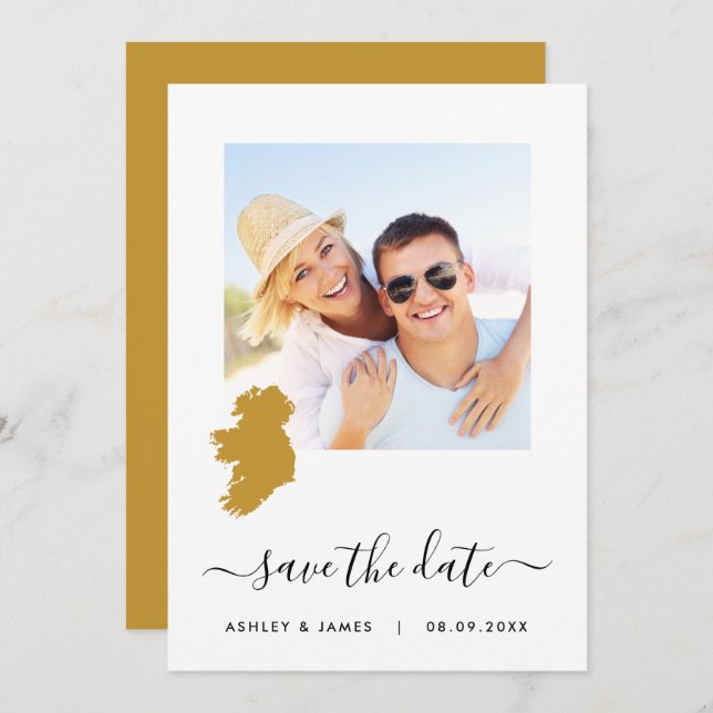 Ireland Map Foto Wedding Save the Date Card (Vorne/Hinten)