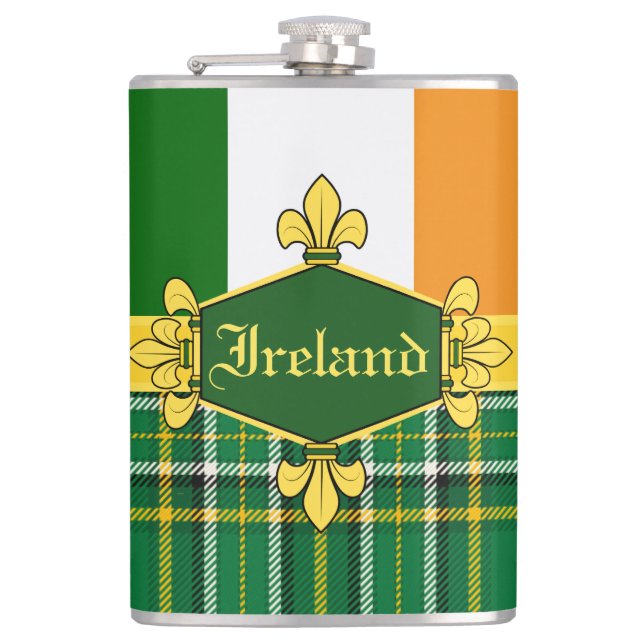 Ireland National Tartan, flag, custom with name Flachmann (Vorderseite)