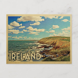 Ireland Ocean Cliffs Vintage Travel Postkarte