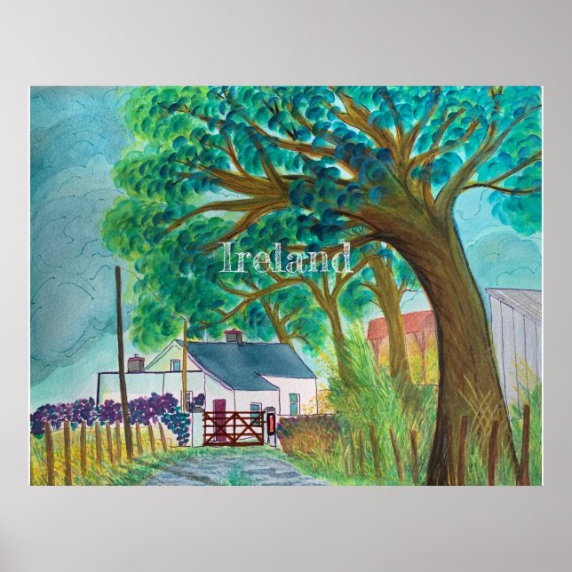 Ireland Souvenir Watercolor Poster (Vorne)