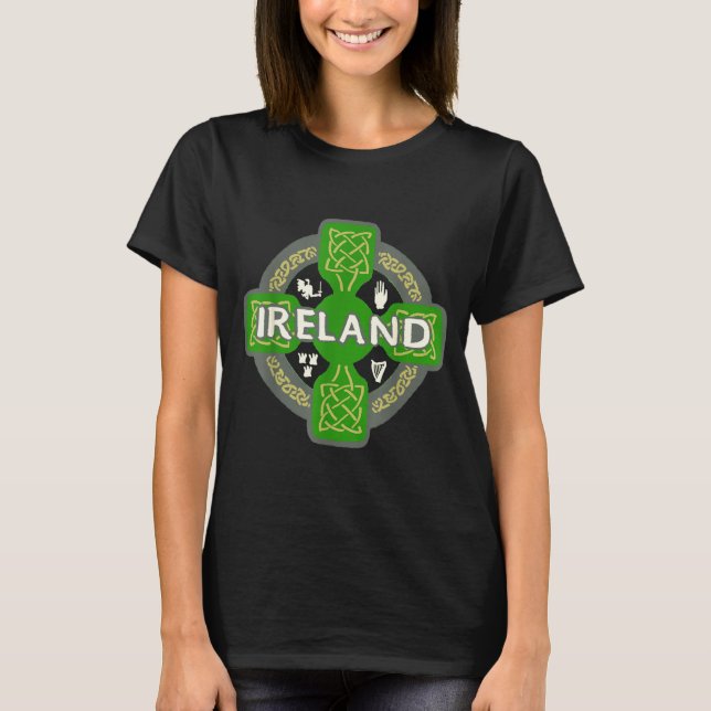 Ireland St Patrick Day Celtic Cross Green  T-Shirt (Vorderseite)