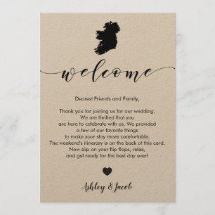 Ireland Wedding Welcome Letter & Itinerary Card Programm