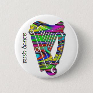 Iren-Tanz-Regenbogen färbt Harfe von Irland-Knopf Button