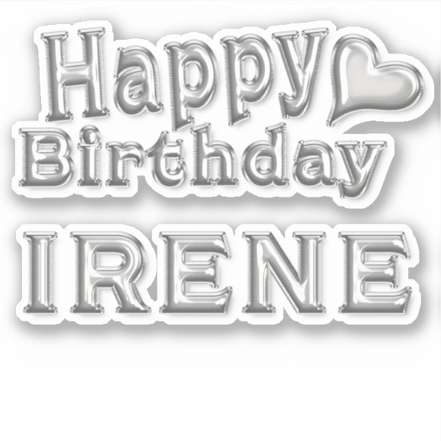 Irene Happy Birthday silver Aufkleber Sticker (Vorderseite)