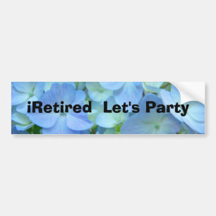iRetired Let's Party Autoaufkleber Blaue Floral