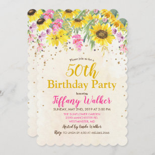 IRGENDEIN ALTER - Sonnenblume-Geburtstags-Party Einladung