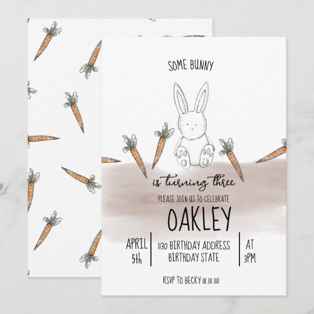 Irgendein Bunny Boy Birthday Einladung (Vorne/Hinten)