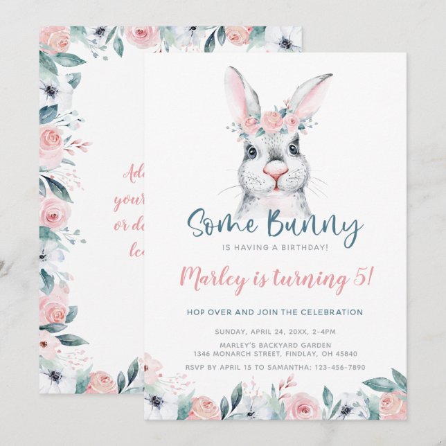 Irgendein Bunny hat Geburtstag, jedes Party Einladung (Vorne/Hinten)