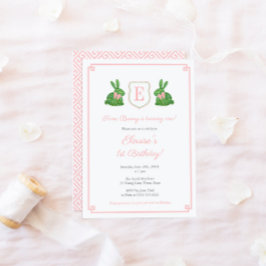 Irgendein Bunny ist ein Girl Monogram 1. Geburtsta Einladung