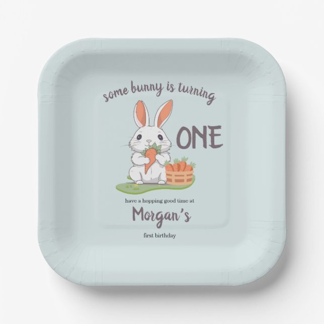 Irgendein Bunny ist ein Jungs Mädchen 1. Geburtsta Pappteller (Vorderseite)