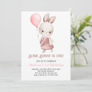 Irgendein Bunny ist ein Pink Girl Bunny 1. Geburts Einladung