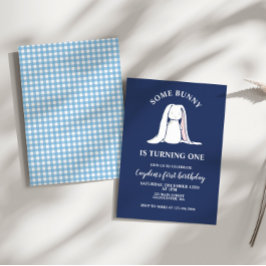 Irgendein Bunny ist eine blaue Erstgeburtstag Einl Einladung