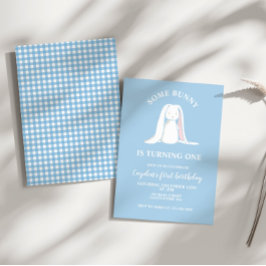 Irgendein Bunny ist eine blaue Erstgeburtstag Einl Einladung
