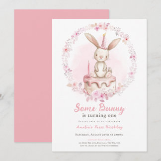 Irgendein Bunny ist eine Wildblumen Pink Rabbit Fi Einladung