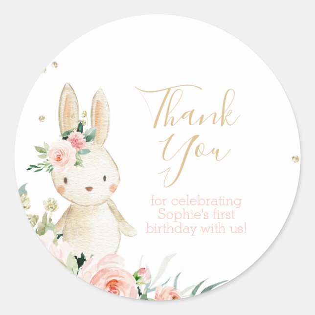 Irgendein Bunny macht einen Geburtstag Dankeschön  Runder Aufkleber (Vorderseite)