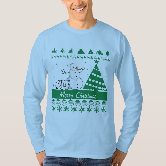 Irgendein Text-Hundepipi auf Schneemann-hässlicher T-Shirt (Vorderseite)