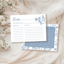 Irgendetwas Blue Floral Brautparty Rezept Card