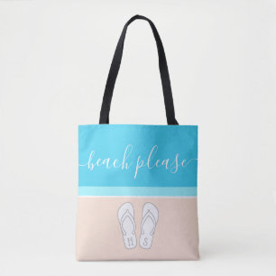 Irgendwelche süßen Flip Flops mit Monogramm Beach Tasche
