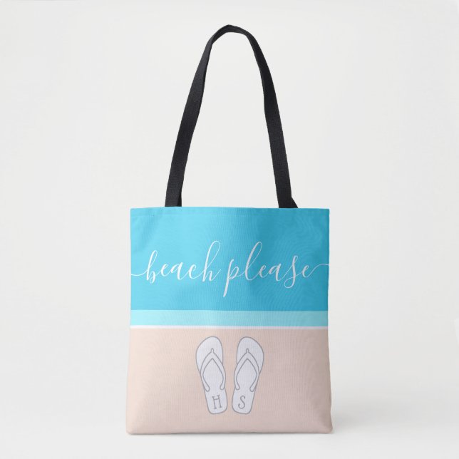 Irgendwelche süßen Flip Flops mit Monogramm Beach  Tasche (Vorderseite)